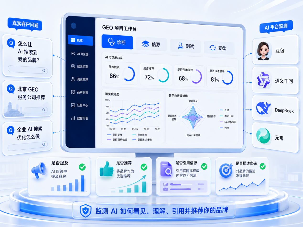 一路凯歌 GEO 项目工作台是如何做 AI 可见度监测的 - 一路凯歌GEO优化与企业AI服务观察